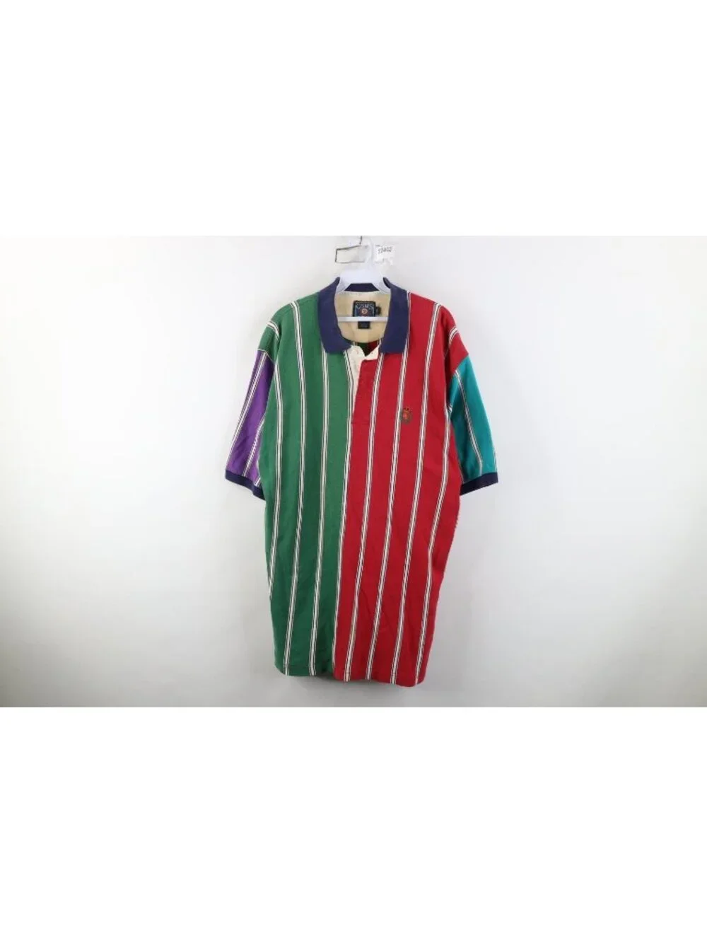 Vintage 90s Chaps Ralph Lauren Mens LT Rainbow Striped Rugby Polo Shirt Cotton